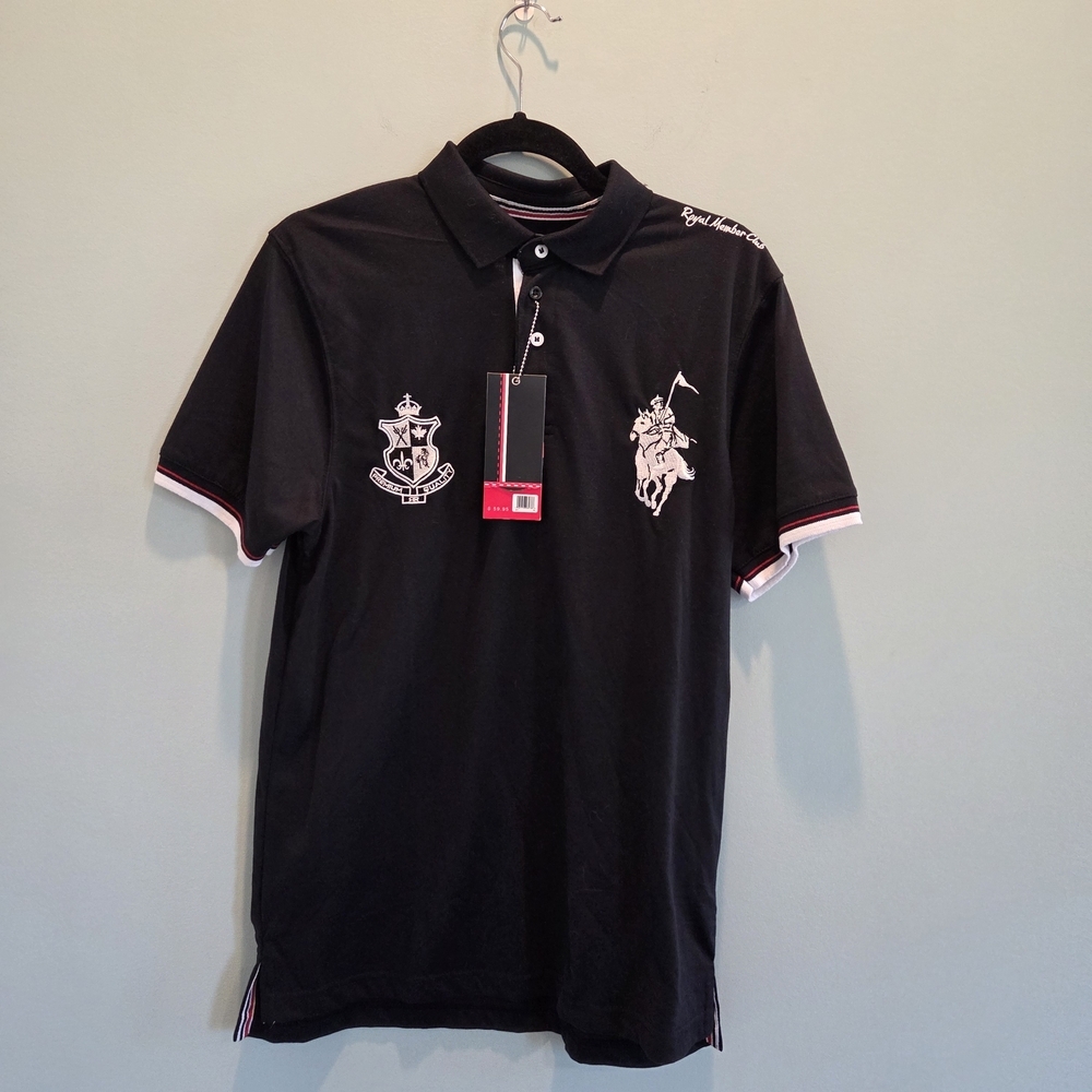 Culture Premium Black Polo Shirt Royal Member Club Embroidered Logo Size L Nwt — image 2 of 8